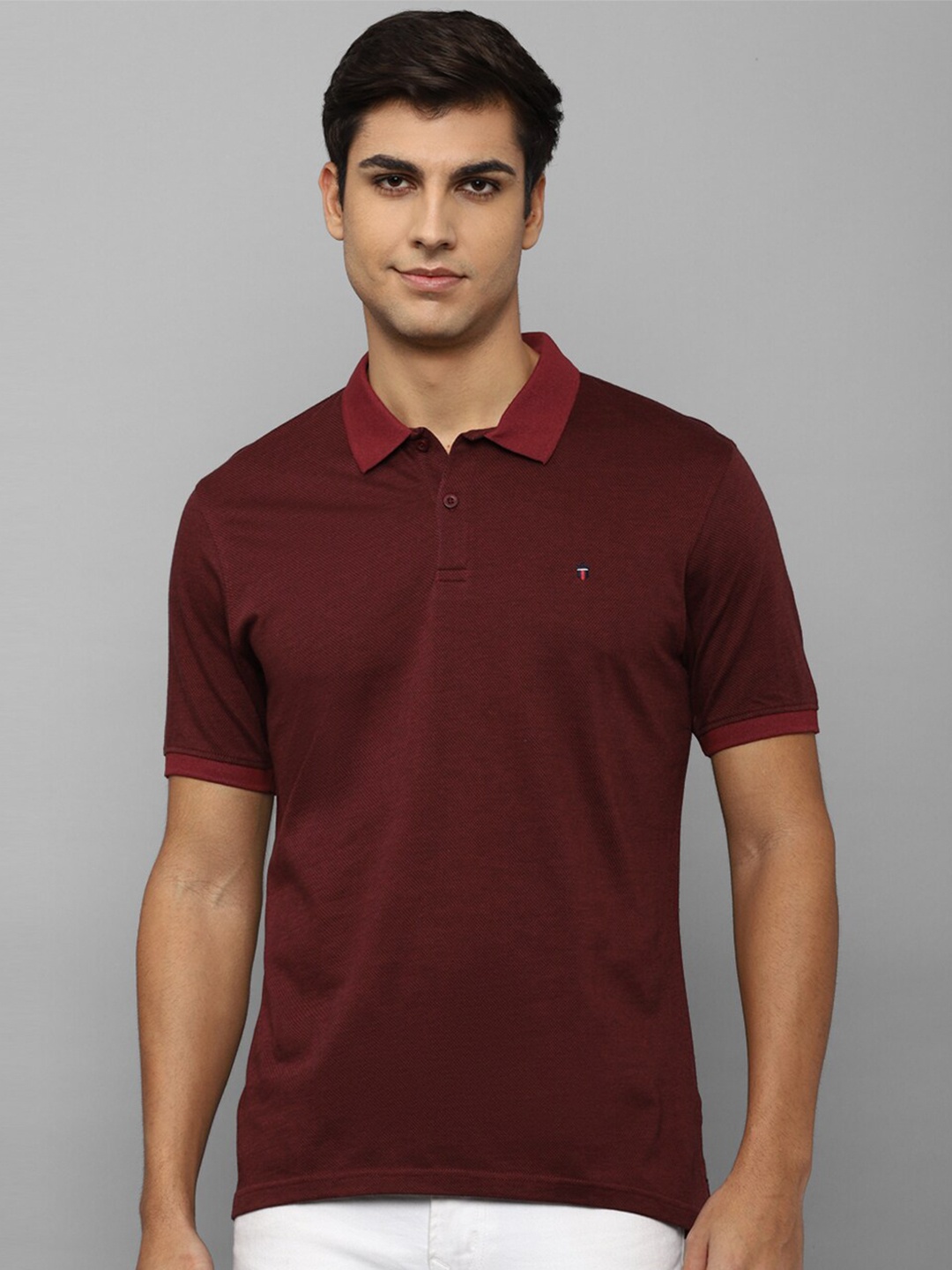 

Louis Philippe Sport Men Maroon Brand Logo Polo Collar Slim Fit Pure Cotton T-shirt