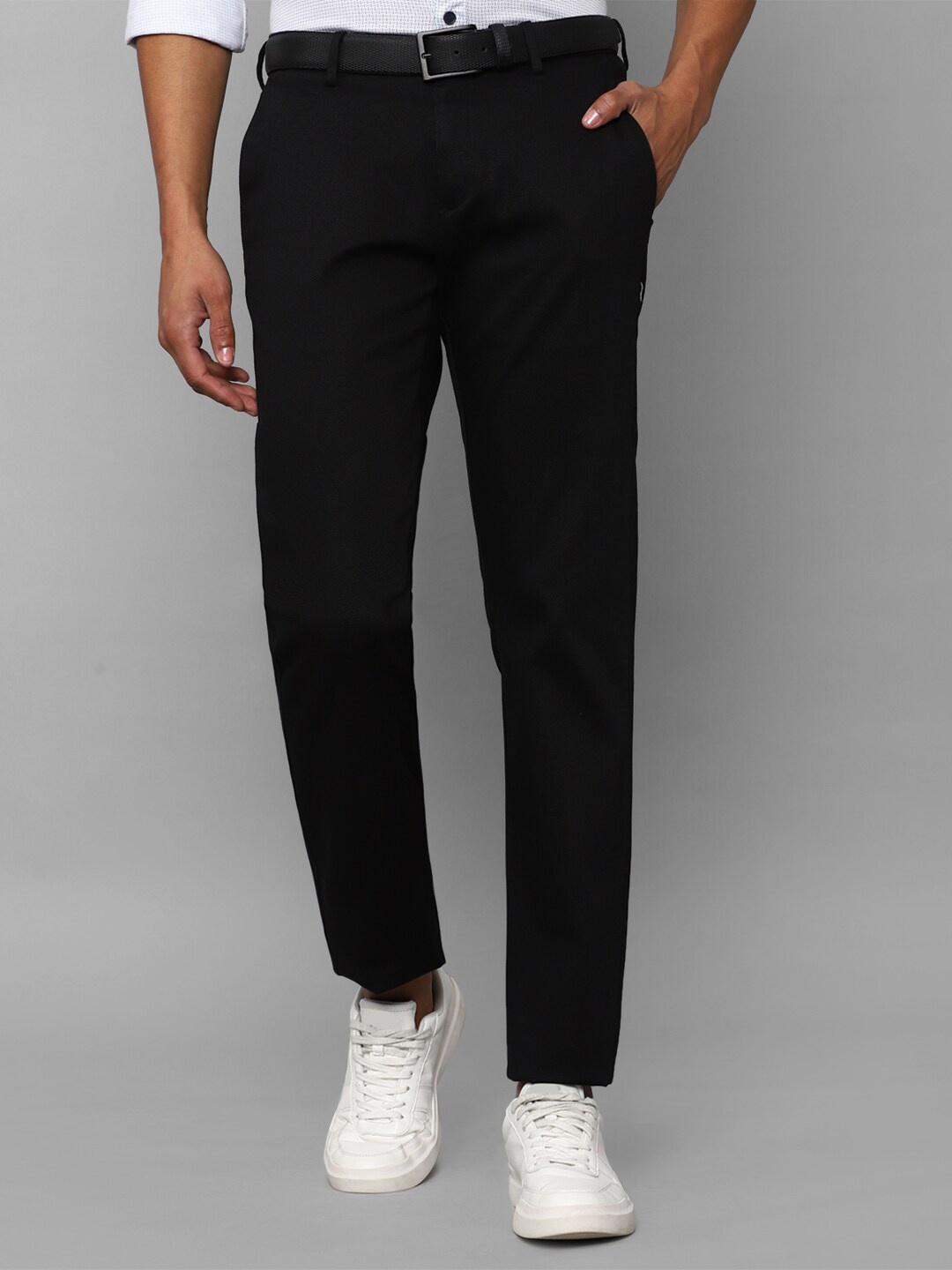

Allen Solly Men Black Cotton Slim Fit Trousers