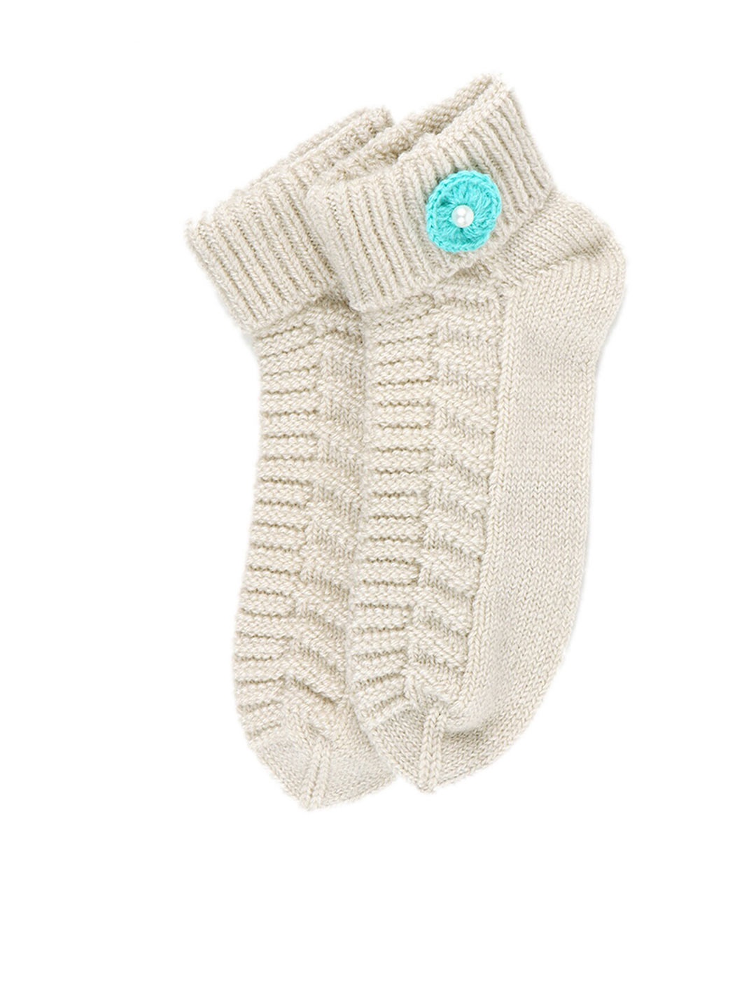 

Bharatasya Girls Cream Self Design Acrylic Ankle-Length Socks