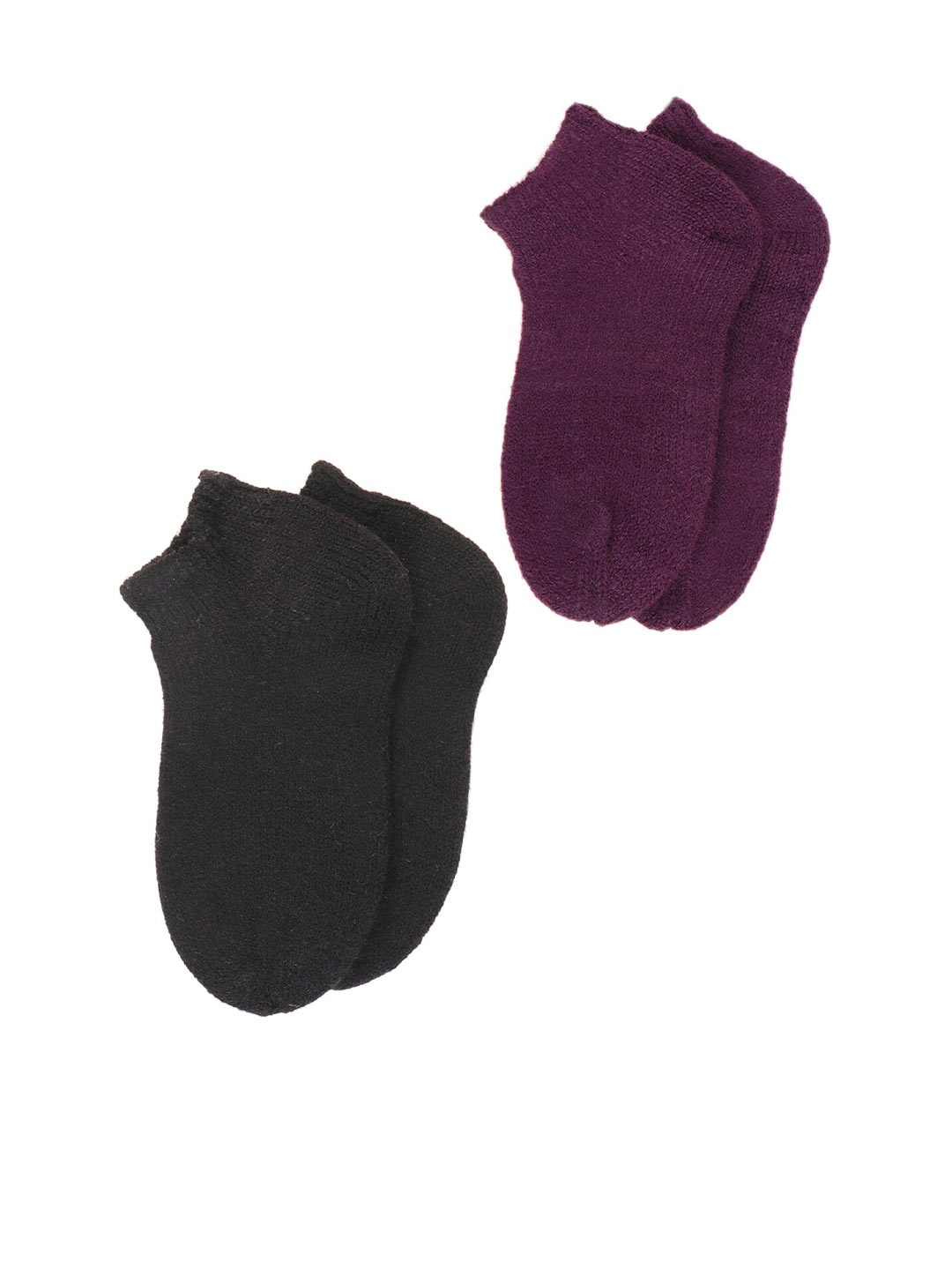 

Bharatasya Girls Pack Of 2 Black & Purple Solid Ankle-Length Socks