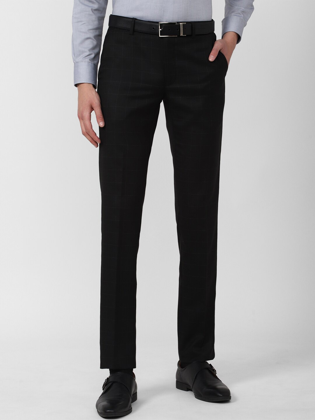 

Peter England Men Black Slim Fit Trousers