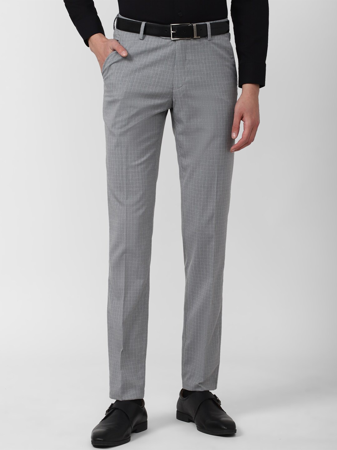 

Peter England Men Grey Slim Fit Trousers