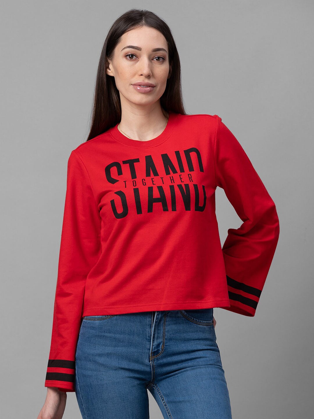 

Globus Women Maroon Typography Printed Cotton T-shirt