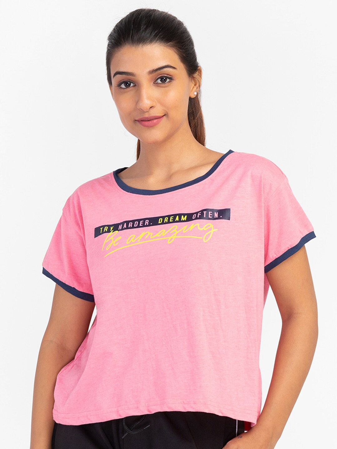 

Globus Women Pink Typography Printed T-shirt