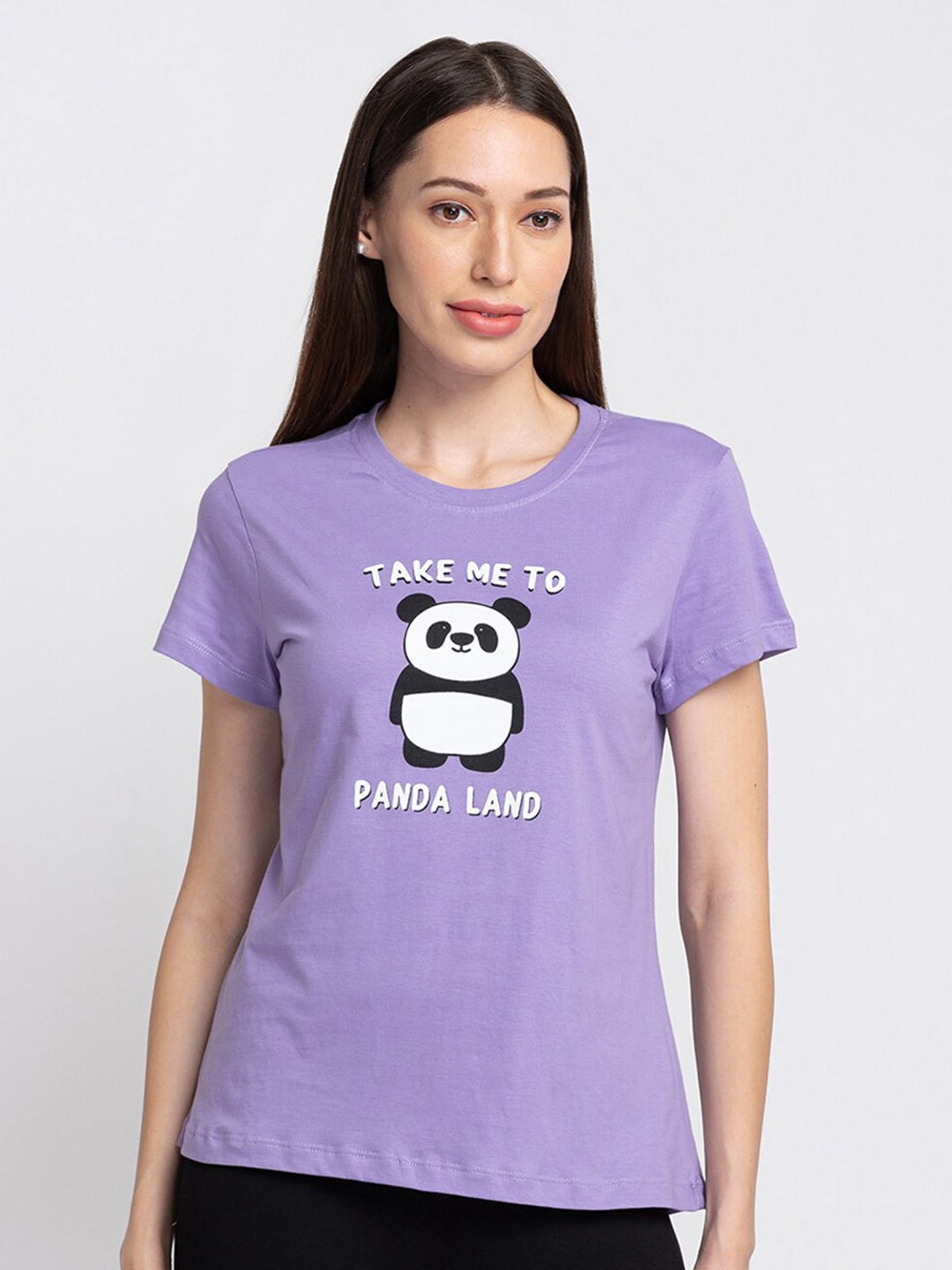 

Globus Women Lavender Printed Cotton T-shirt