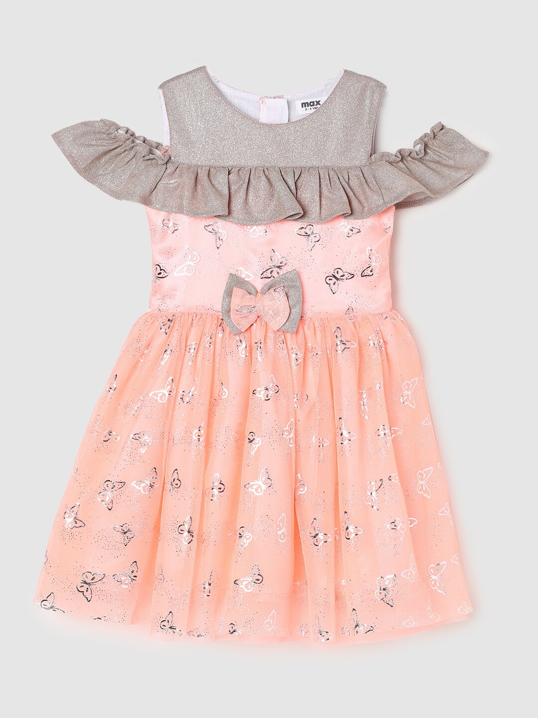 

max Girls Peach-Coloured A-Line Dress