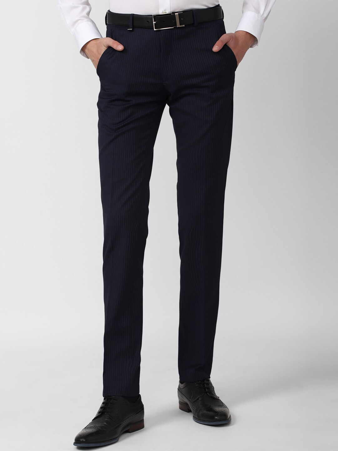 

Van Heusen Men Navy Blue Slim Fit Formal Trousers
