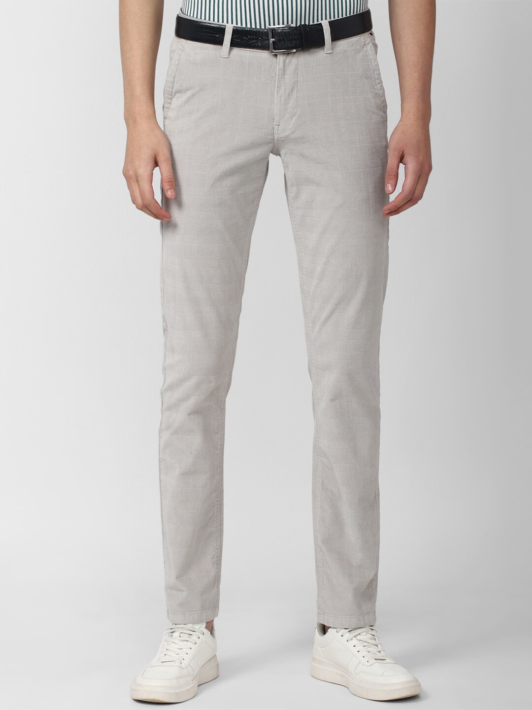 

Van Heusen Sport Men Grey Checked Slim Fit Trousers