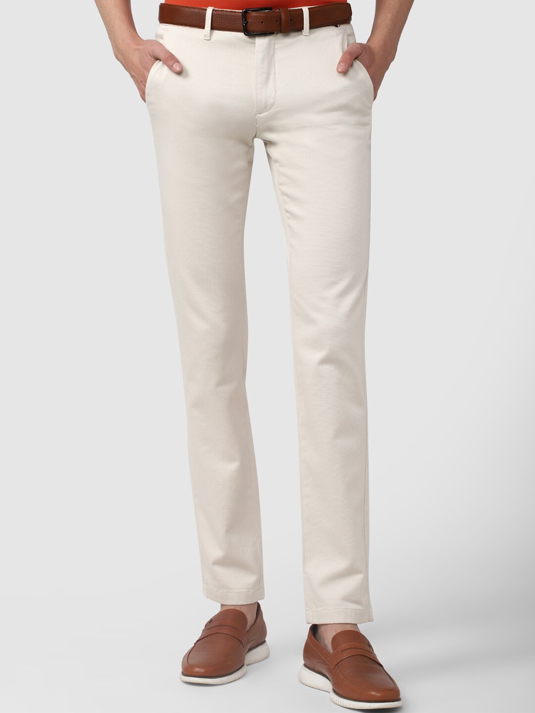 

Van Heusen Sport Men Cream-Coloured Slim Fit Trousers
