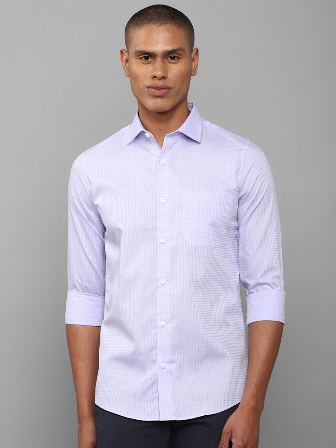 

Allen Solly Men Cotton Slim Fit Micro Checks Printed Casual Shirt, Blue