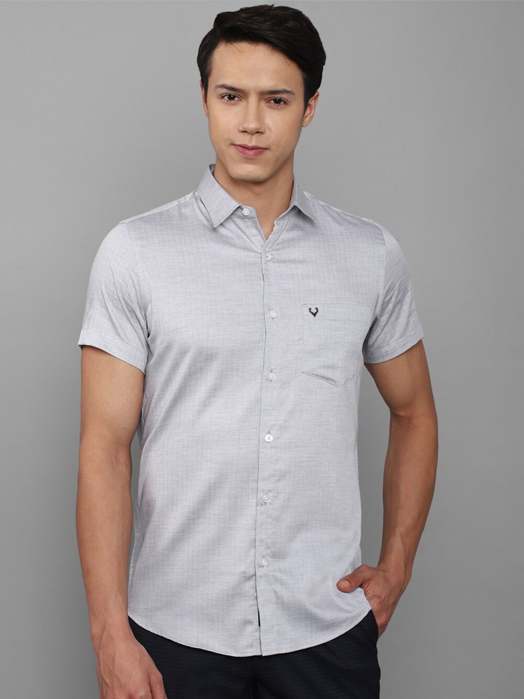 

Allen Solly Men Grey Cotton Slim Fit Casual Shirt