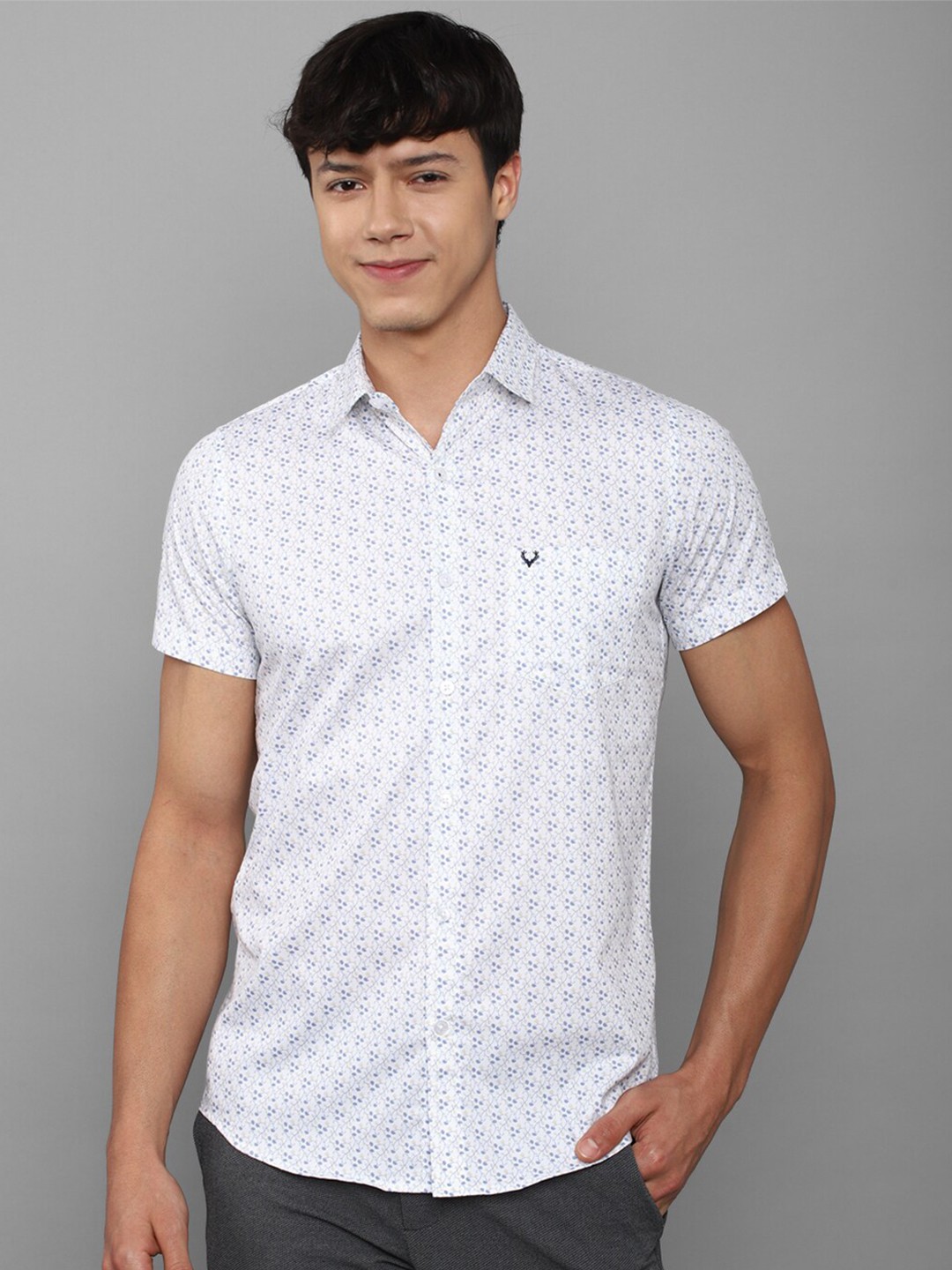 

Allen Solly Men White Slim Fit Printed Pure Cotton Casual Shirt