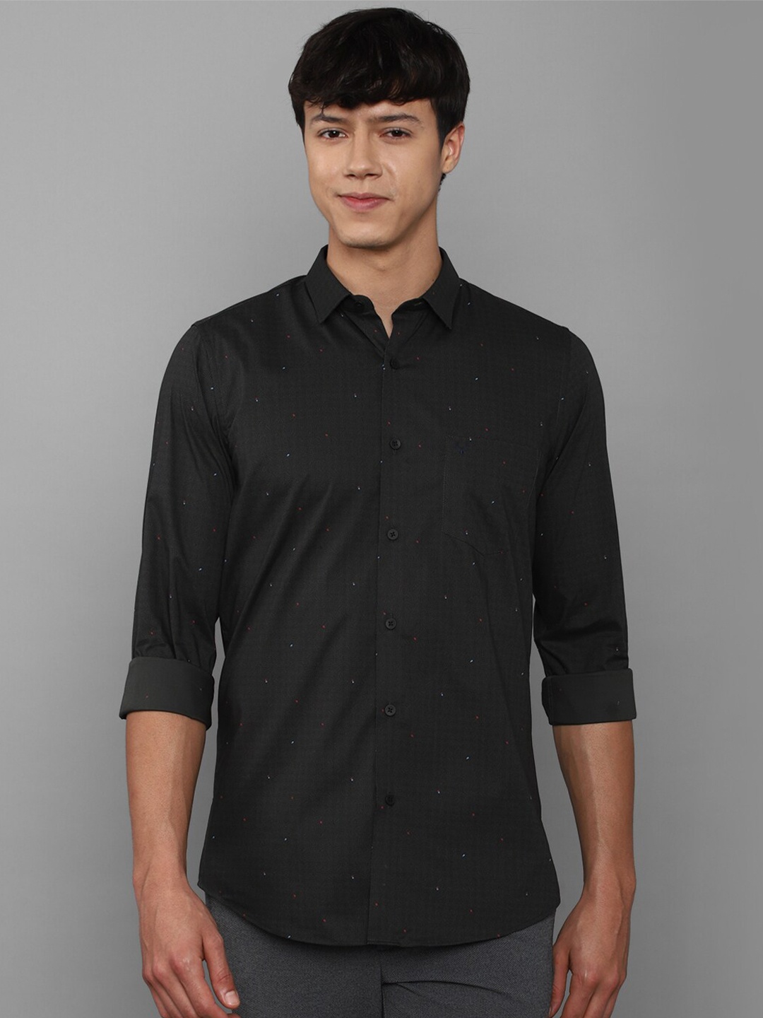 

Allen Solly Men Black Cotton Slim Fit Printed Casual Shirt