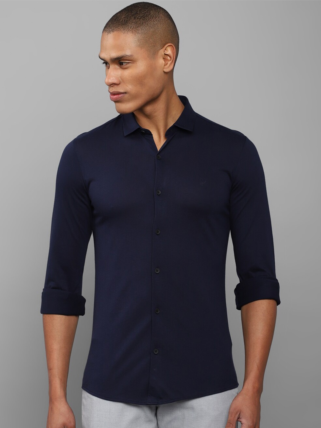 

Allen Solly Men Navy Blue Cotton Slim Fit Casual Shirt