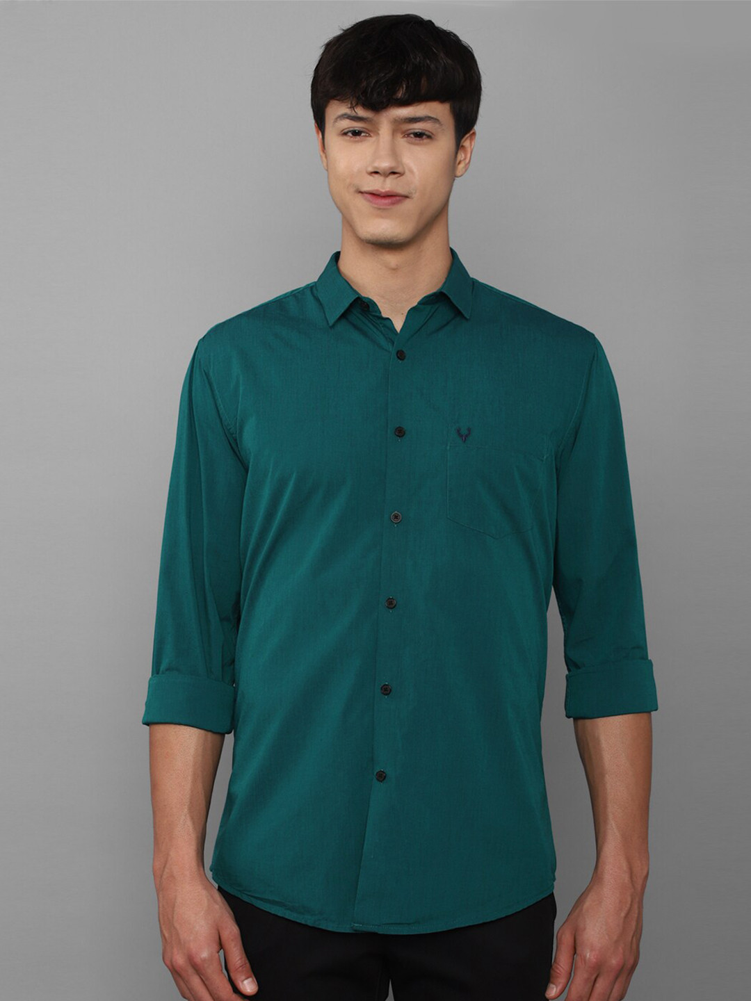 

Allen Solly Men Teal Cotton Slim Fit Casual Shirt