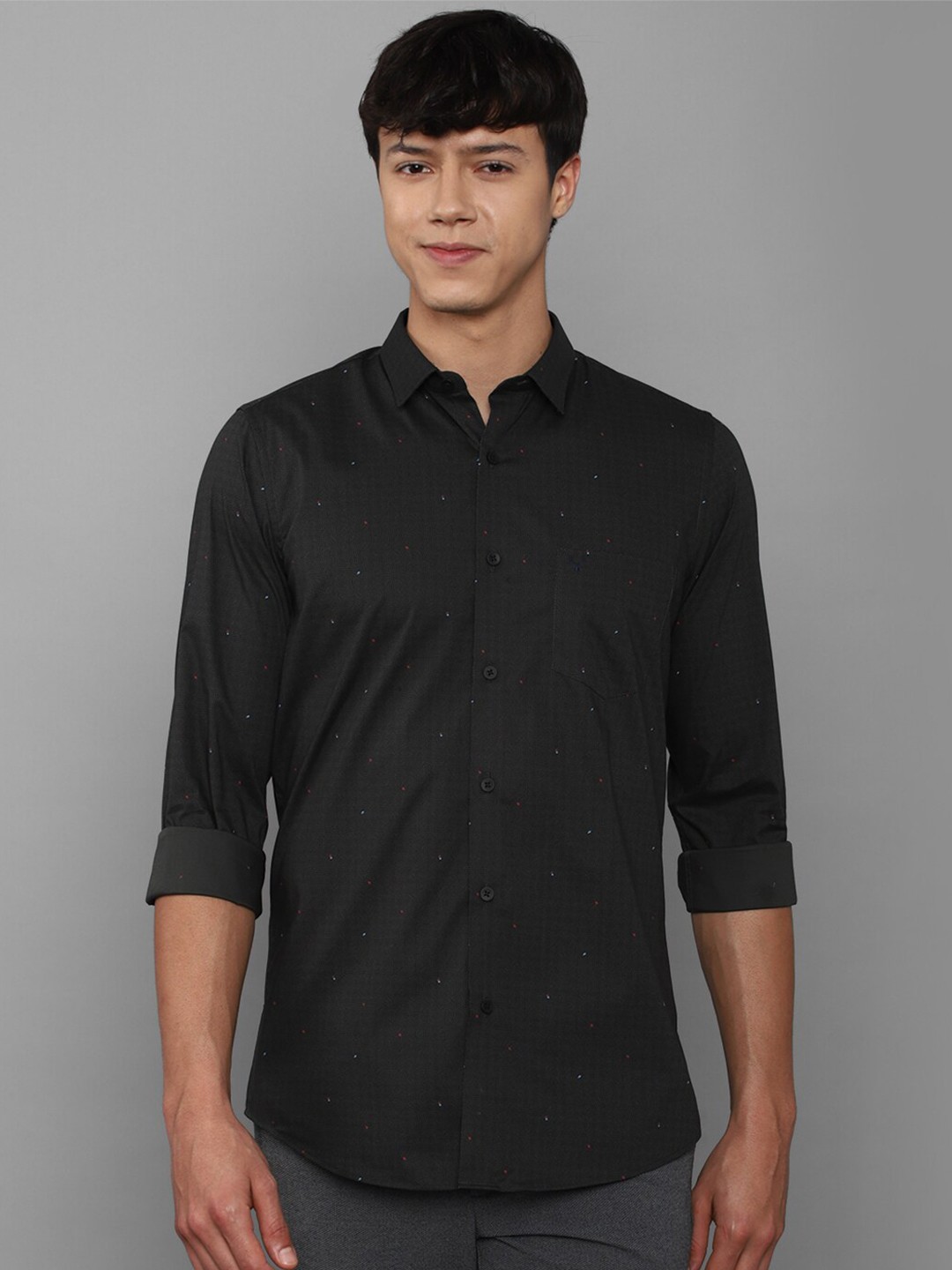 

Allen Solly Men Black Cotton Slim Fit Printed Casual Shirt