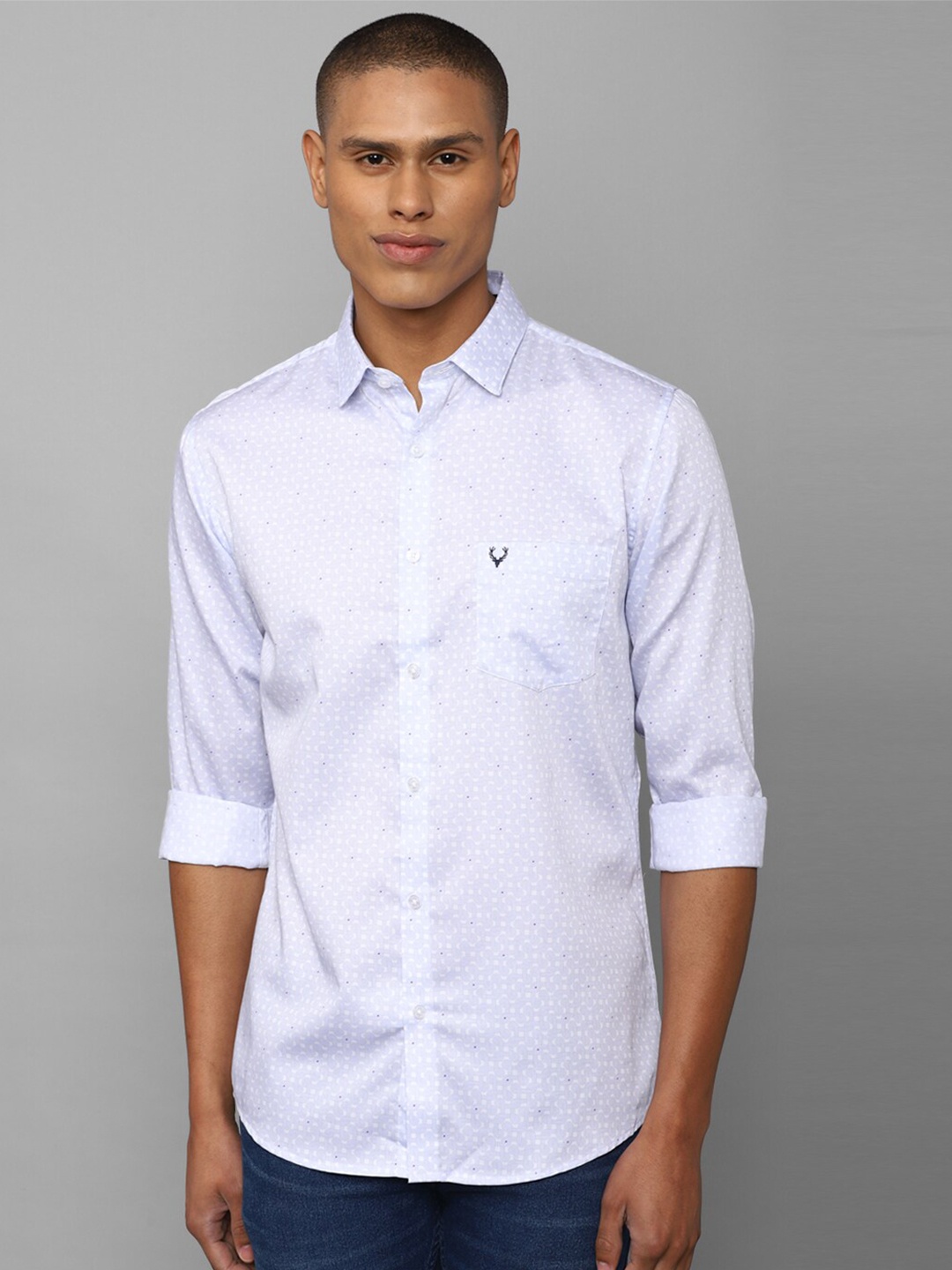 

Allen Solly Men Blue Cotton Slim Fit Printed Casual Shirt