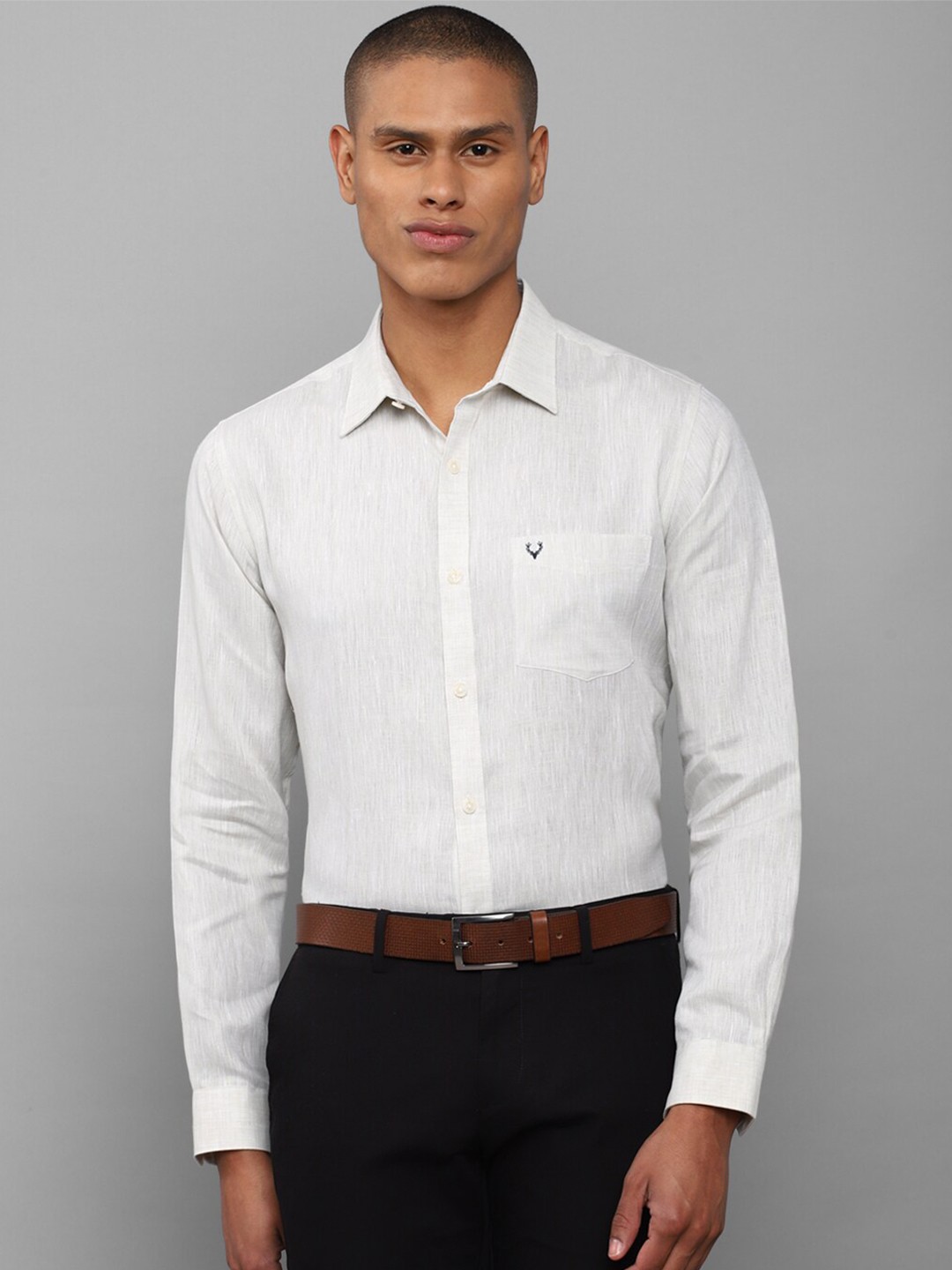 

Allen Solly Men Grey Slim Fit Linen Formal Shirt