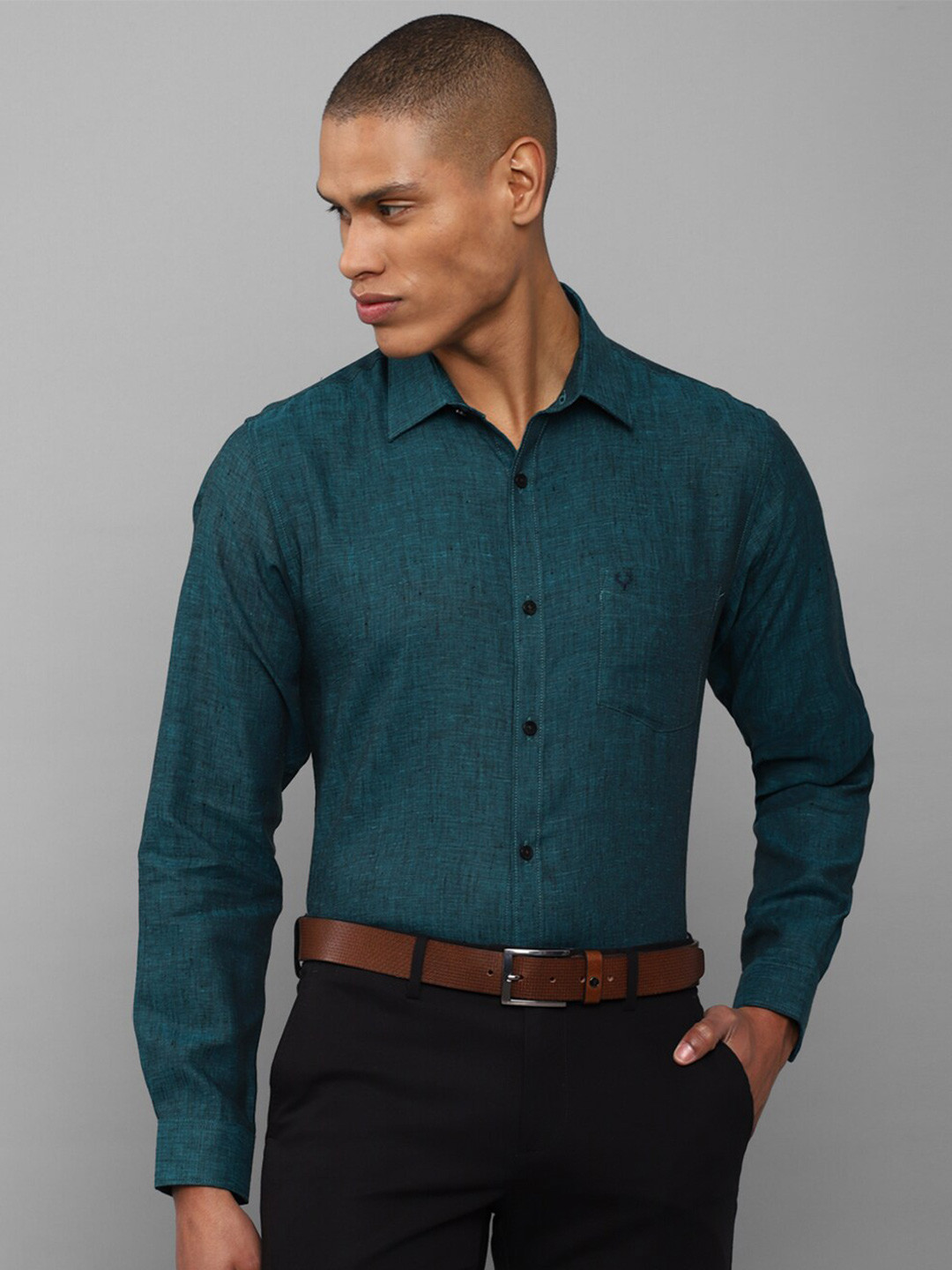 

Allen Solly Men Slim Fit Formal Shirt, Teal