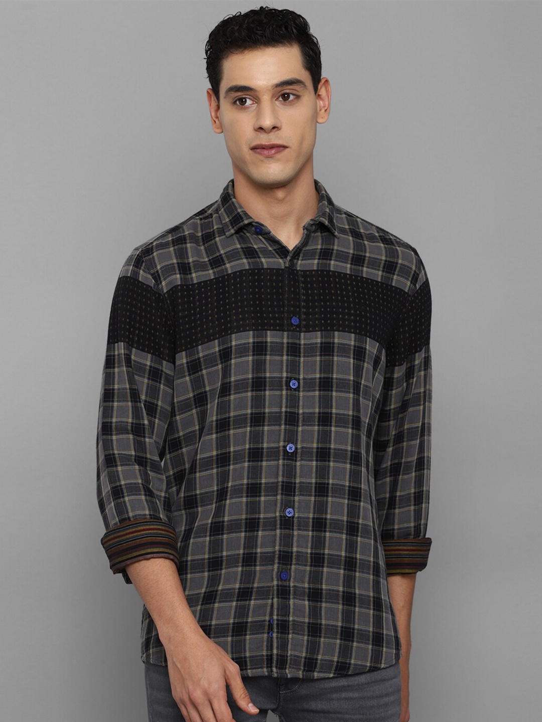 

Allen Solly Sport Men Grey Tartan Checks Pure Cotton Casual Shirt