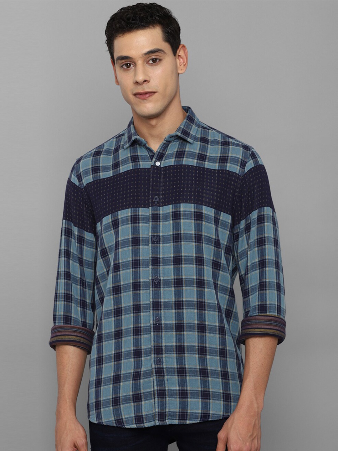 

Allen Solly Sport Men Blue Tartan Checks Pure Cotton Casual Shirt