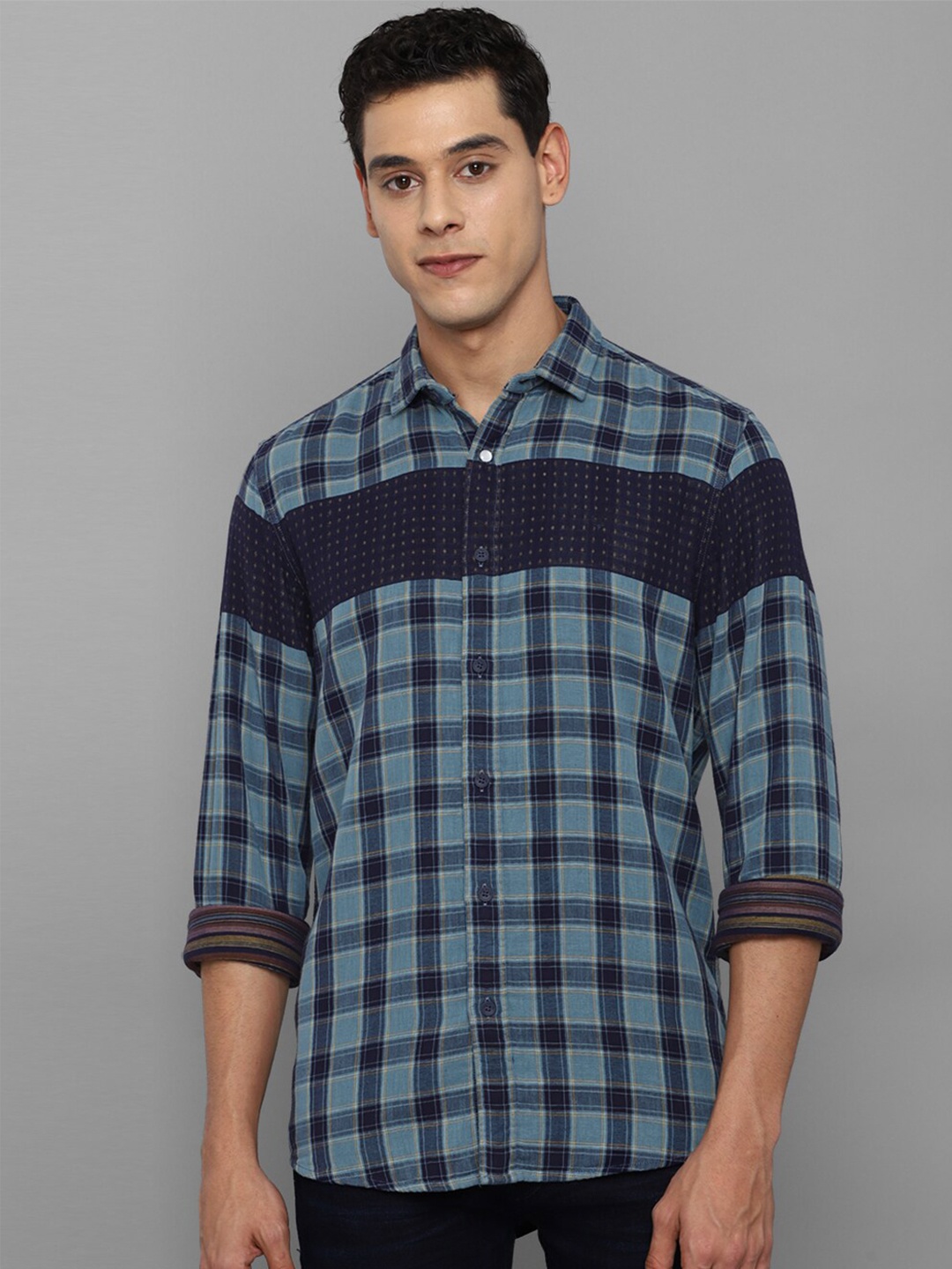 

Allen Solly Sport Men Blue Tartan Checks Pure Cotton Casual Shirt