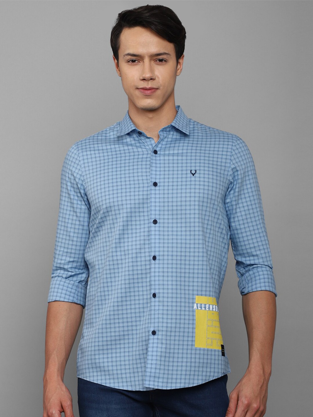 

Allen Solly Tribe Men Blue Grid Tattersall Checks Pure Cotton Casual Shirt
