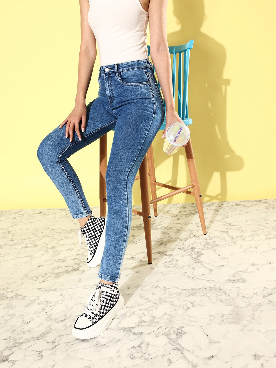 

Mast & Harbour Women Ocean Blue Light Fade Y2K Fits Stretchable Jeans