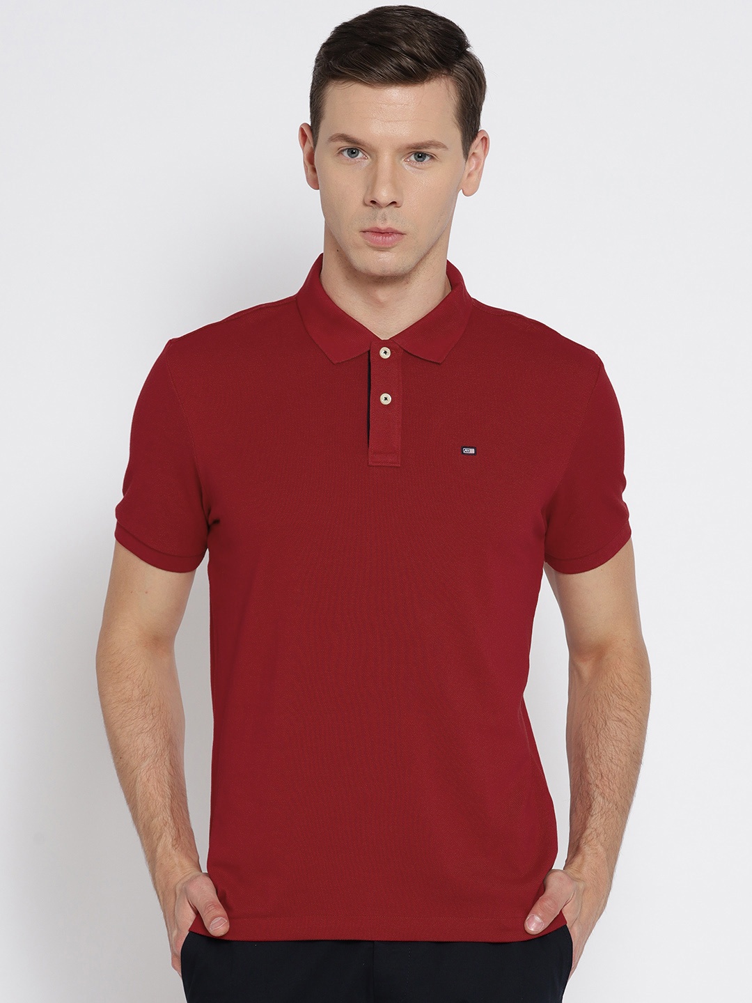 

Arrow Sport Men Red Solid Polo Collar T-shirt