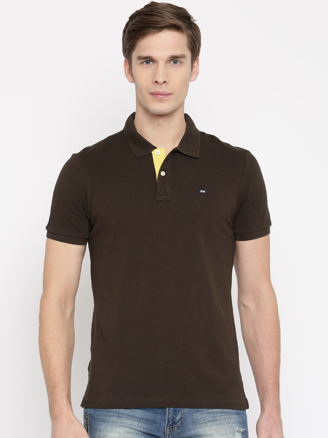 

Arrow Sport Men Brown Solid Polo Collar T-shirt