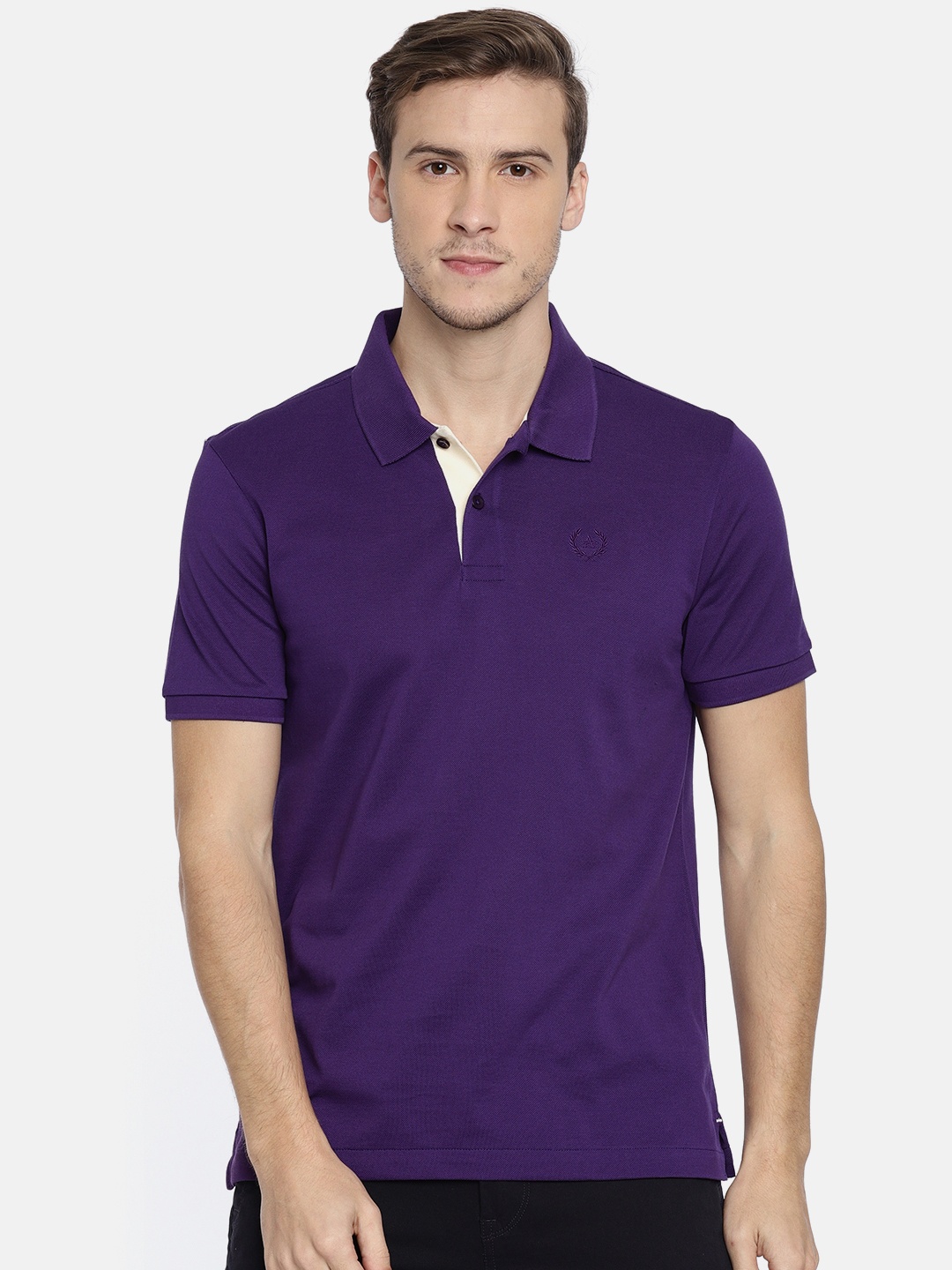 

Arrow Sport Men Purple Solid Polo Collar T-shirt
