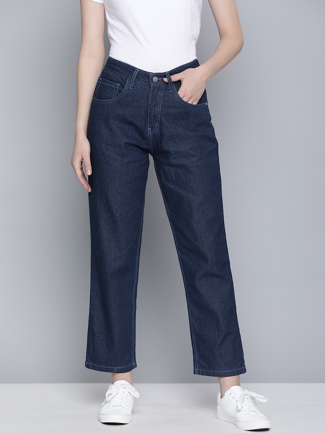 

Mast & Harbour Women Straight Fit Stretchable Jeans, Blue