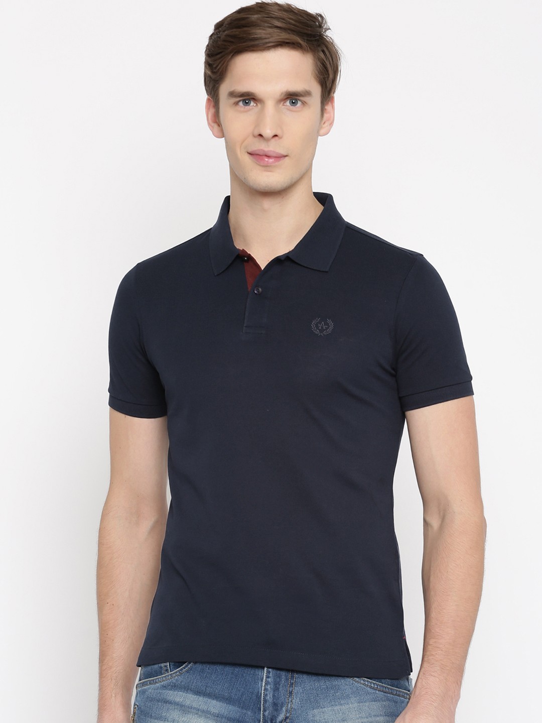 

Arrow Sport Men Navy Blue Solid Polo Collar T-shirt