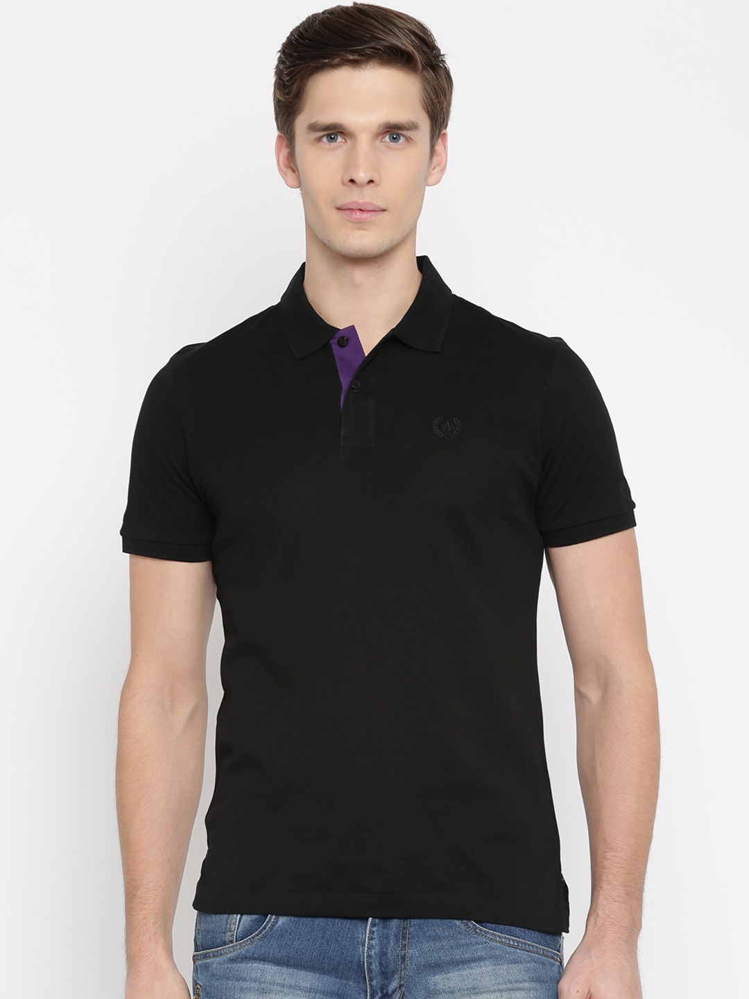

Arrow Sport Men Black Solid Polo Collar Pure Cotton T-shirt