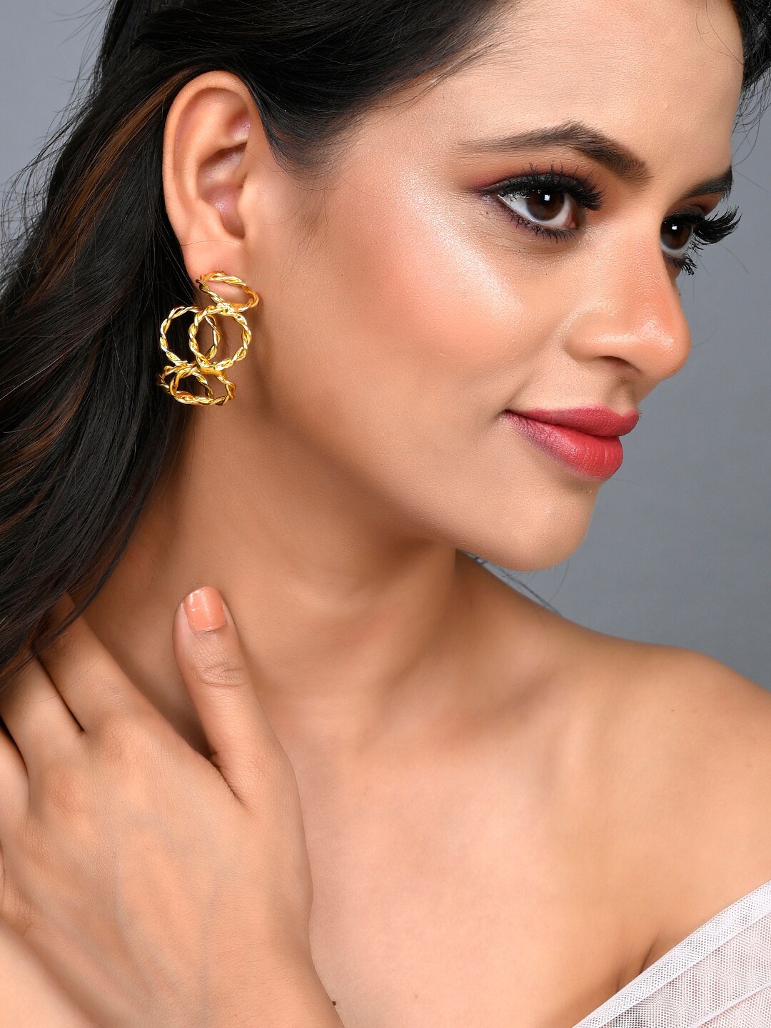 

Silvermerc Designs Gold Plated Contemporary Half Hoop Earrings