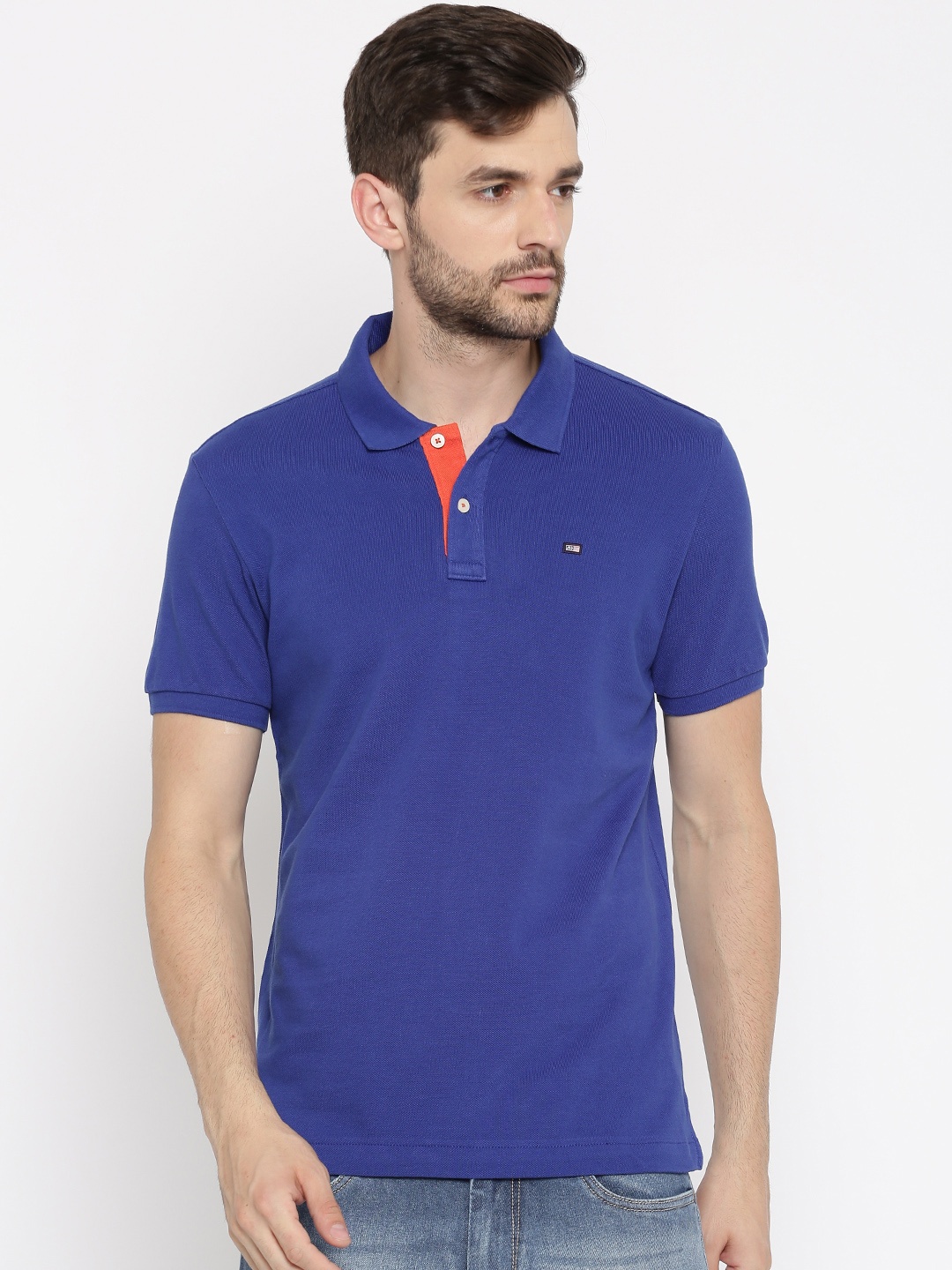 

Arrow Sport Men Blue Solid Polo Collar Pure Cotton T-shirt