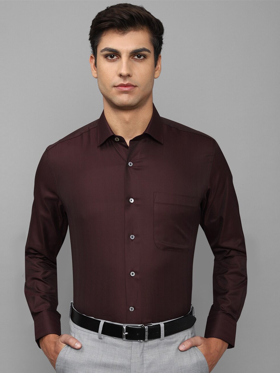 

Luxure by Louis Philippe Men Brown Pure Cotton Slim Fit Formal Shirt