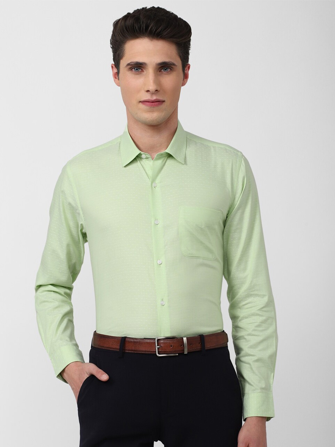 

Peter England Men Green Slim Fit Cotton Formal Shirt