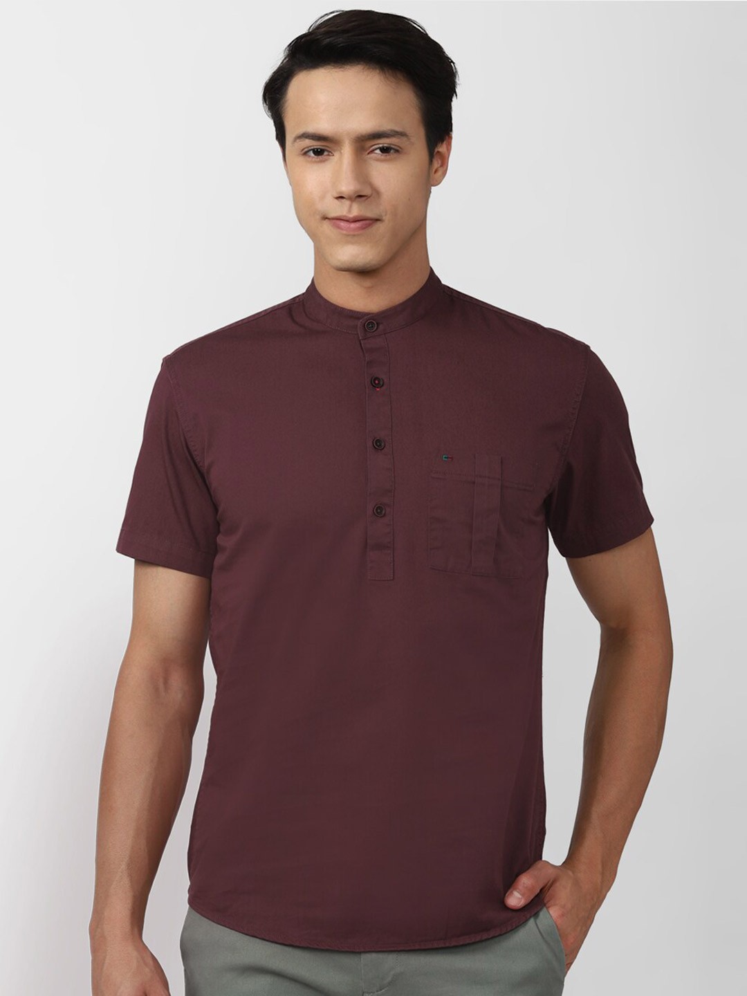 

Peter England Casuals Men Maroon Slim Fit Cotton Casual Shirt