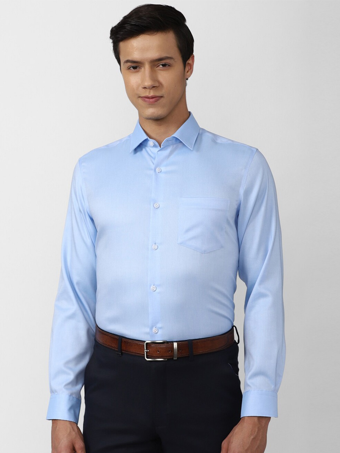 

Peter England Elite Men Blue Cotton Formal Shirt