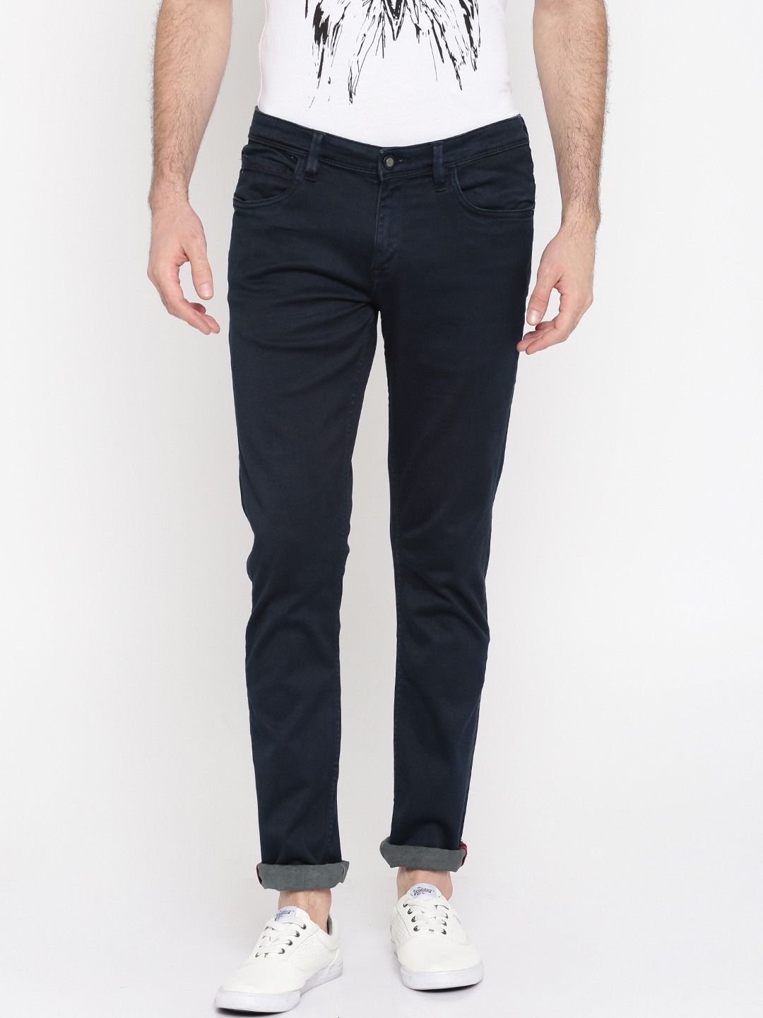 

Arrow Blue Jean Co. Men Navy Blue Slim Fit Mid-Rise Clean Look Stretchable Jeans