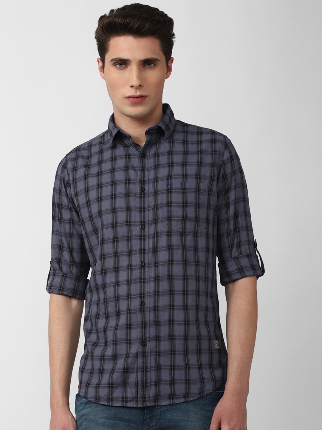 

VAN HEUSEN DENIM LABS Men Slim Fit Cotton Casual Shirt, Blue