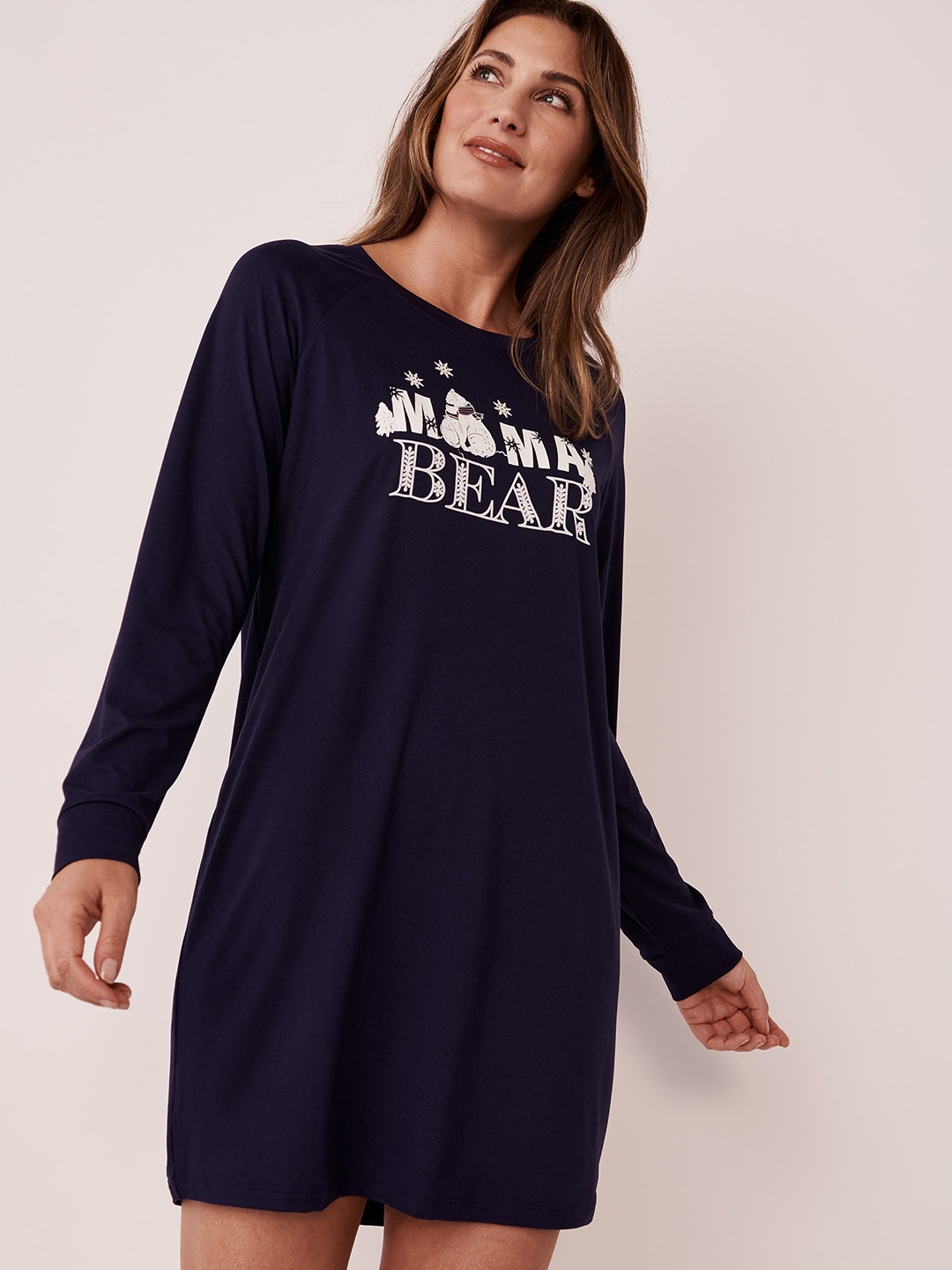 

La Vie en Rose Navy Blue Printed Nightdress