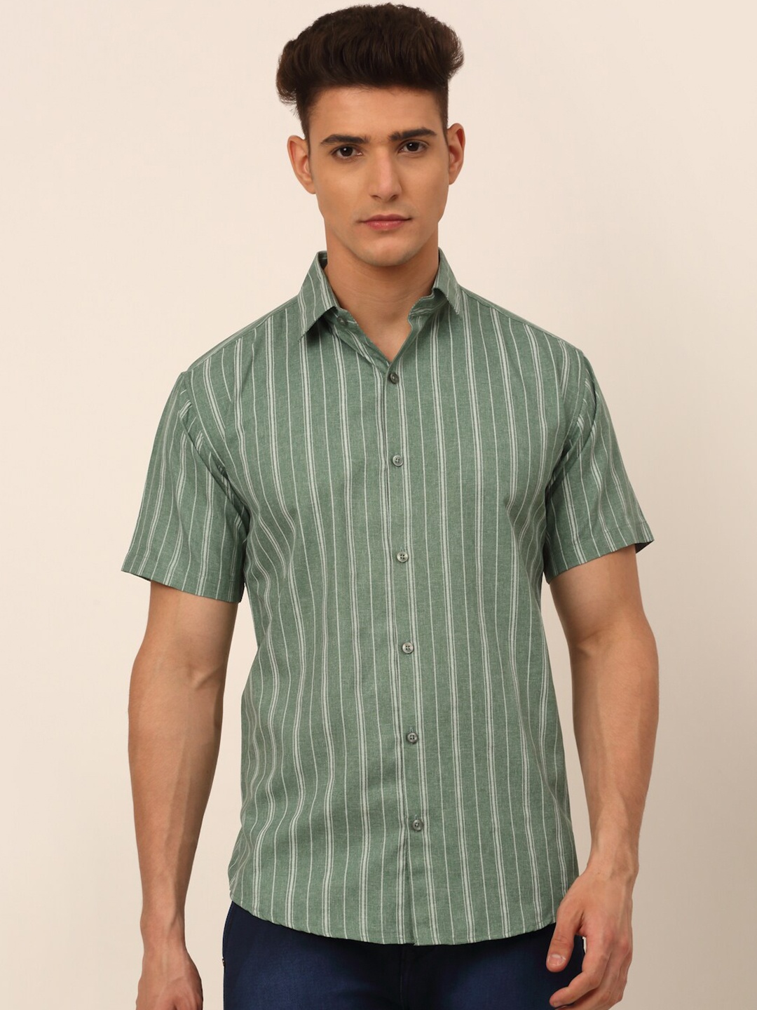 

JAINISH Men Classic Striped Casual Shirt, Green