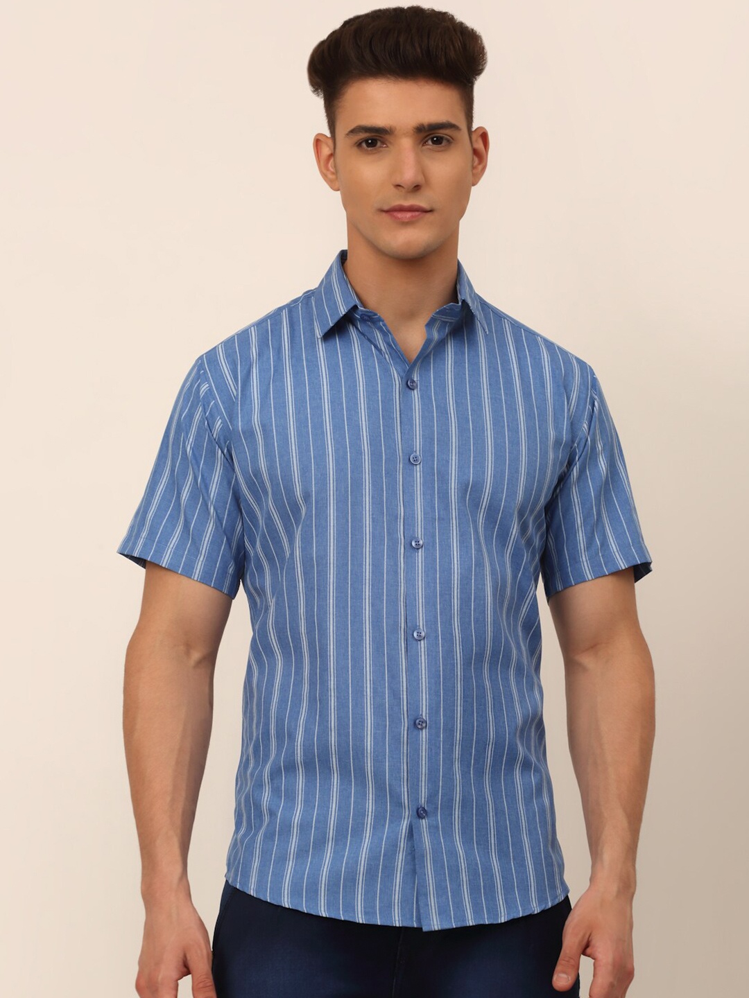 

JAINISH Men Classic Striped Casual Shirt, Blue