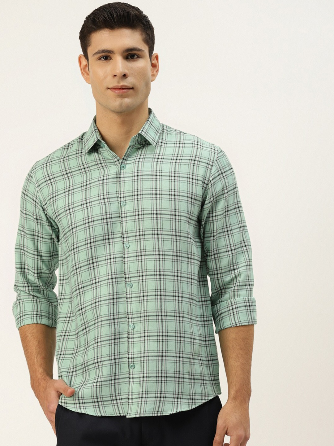 

JAINISH Men Classic Tartan Checks Casual Shirt, Green