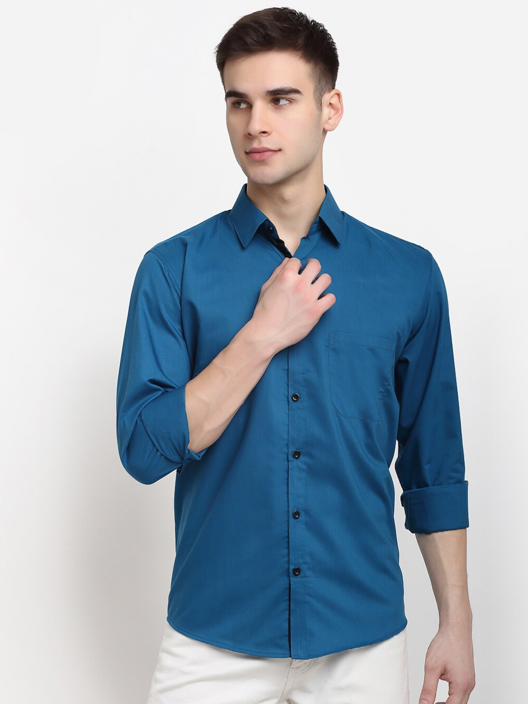 

JAINISH Men Blue Classic Pure Cotton Casual Shirt