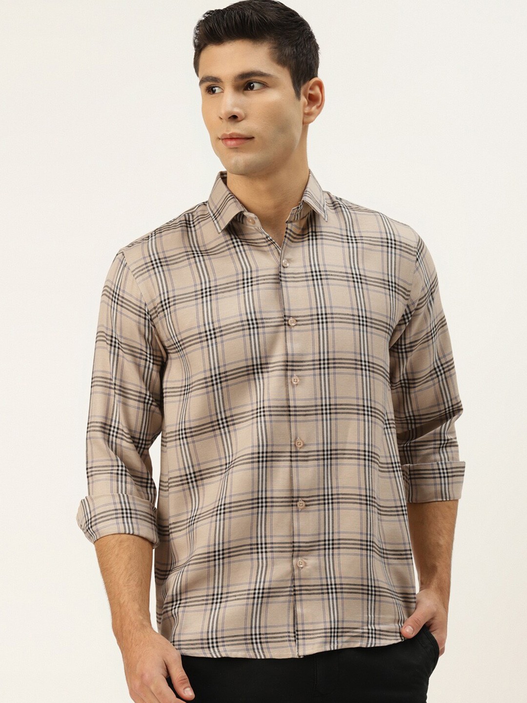 

JAINISH Men Classic Tartan Checked Casual Shirt, Brown