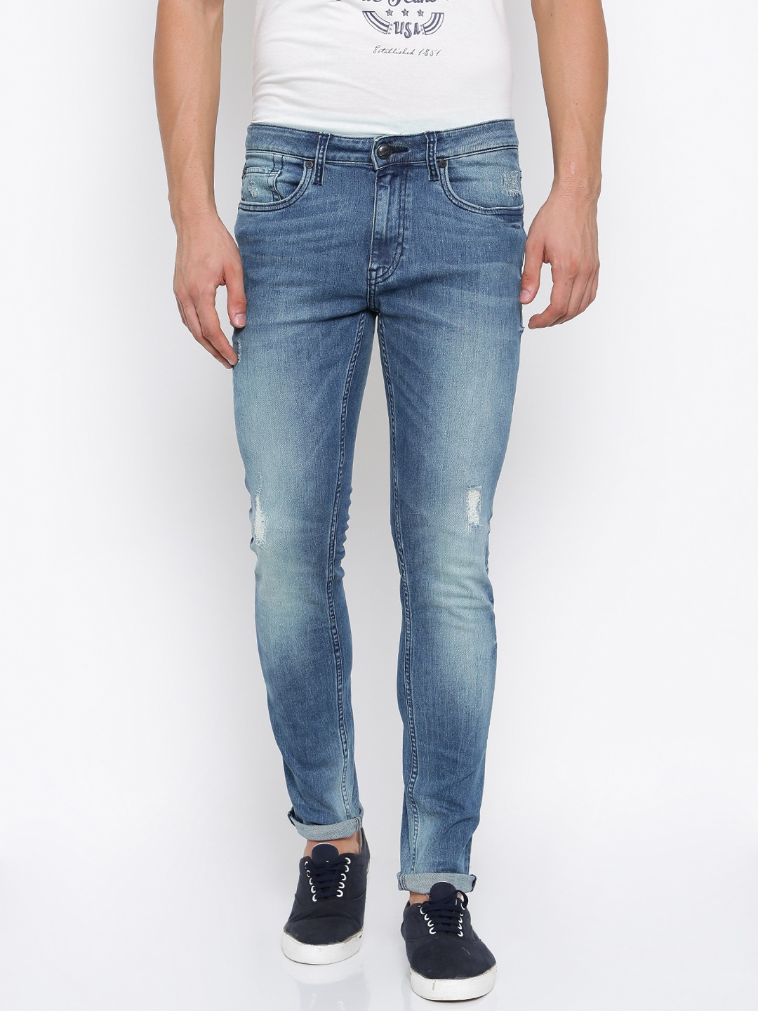 

Ed Hardy Men Blue Super Slim Fit Mid-Rise Mildly Distressed Stretchable Jeans