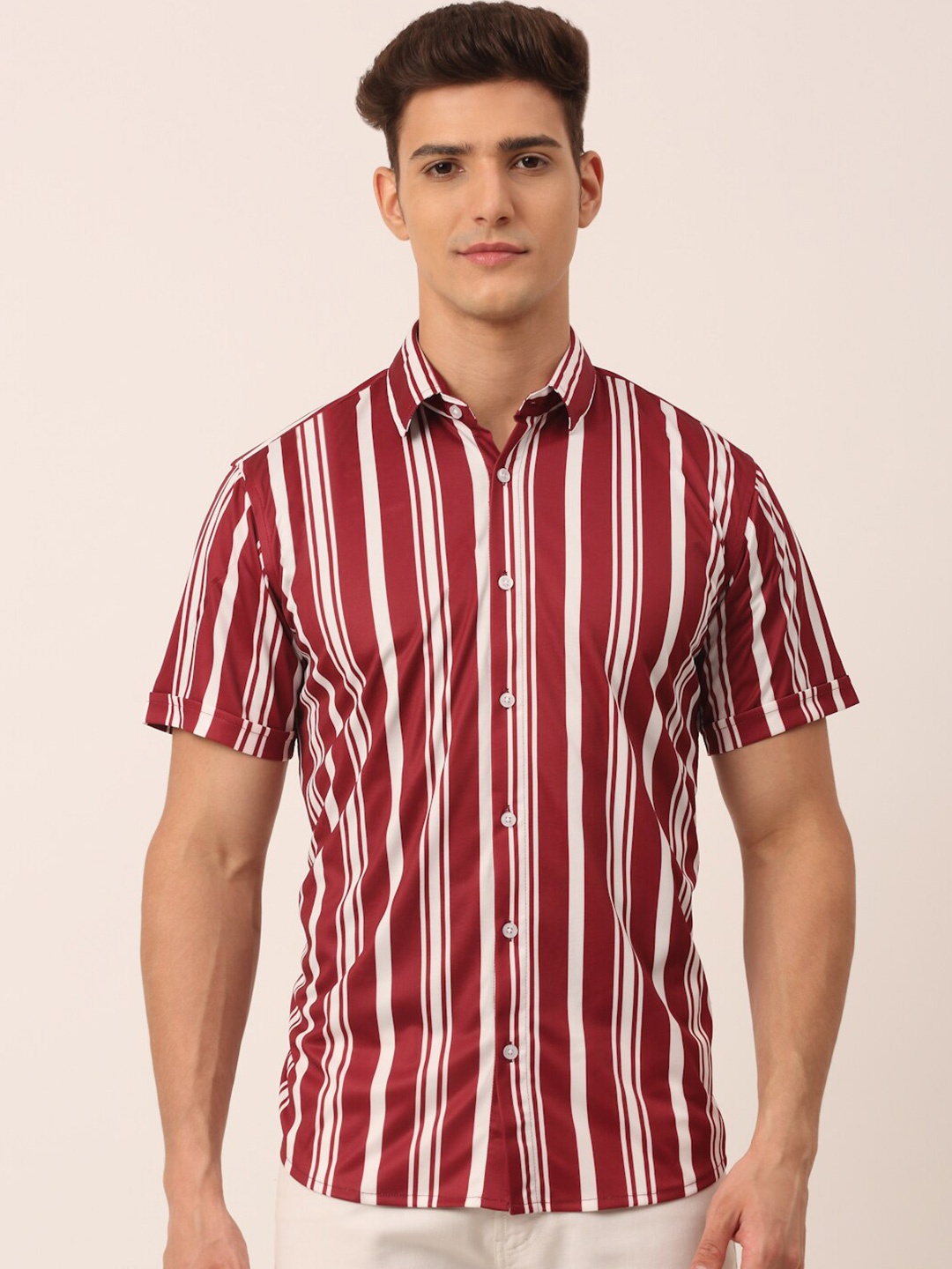 

JAINISH Men Classic Striped Casual Shirt, Maroon